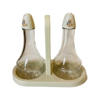 Vintage Gemco Clear Oil and Vinegar Dispenser  W/Caddy USA Made Tableware
